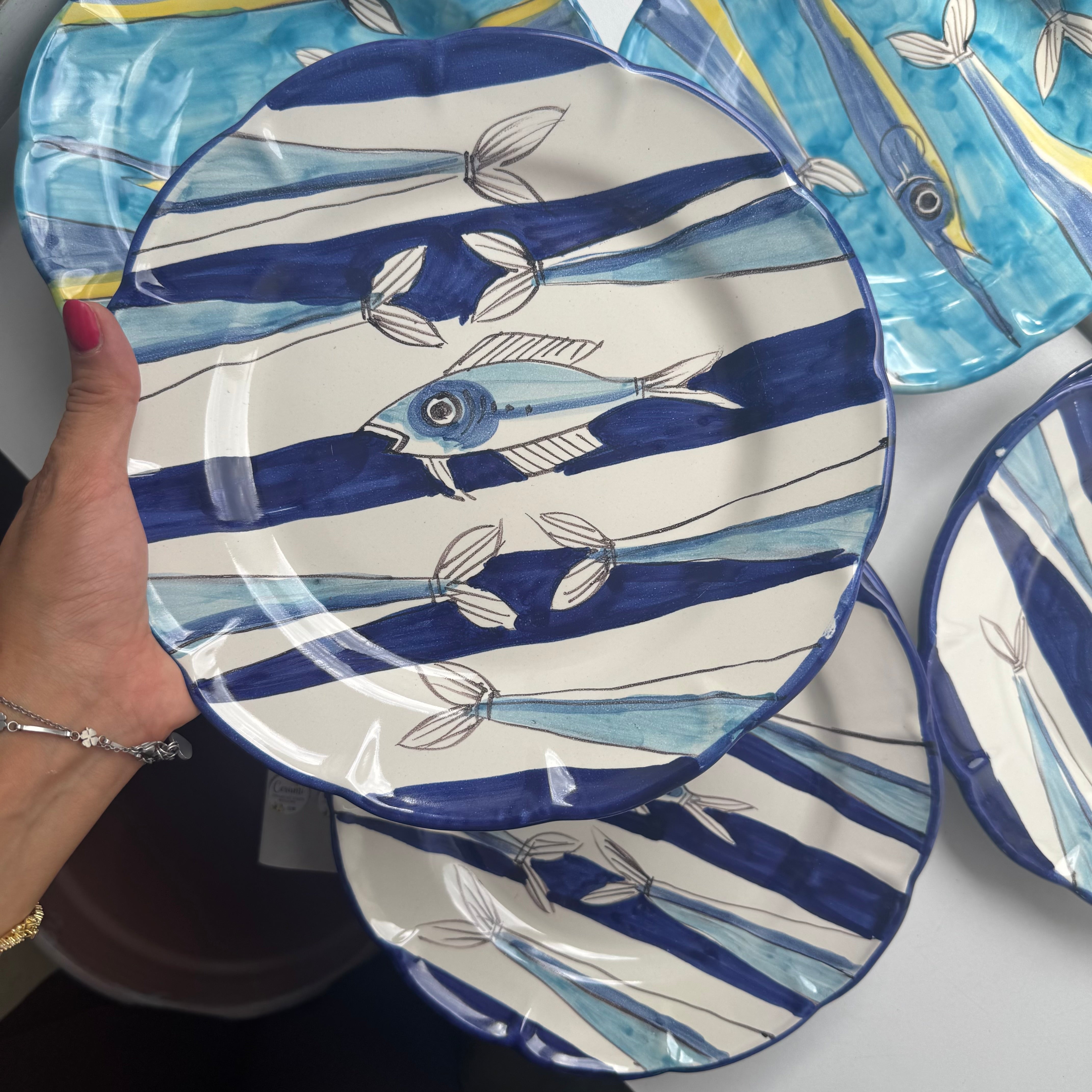 Set piatti colori del mare blu e celeste
