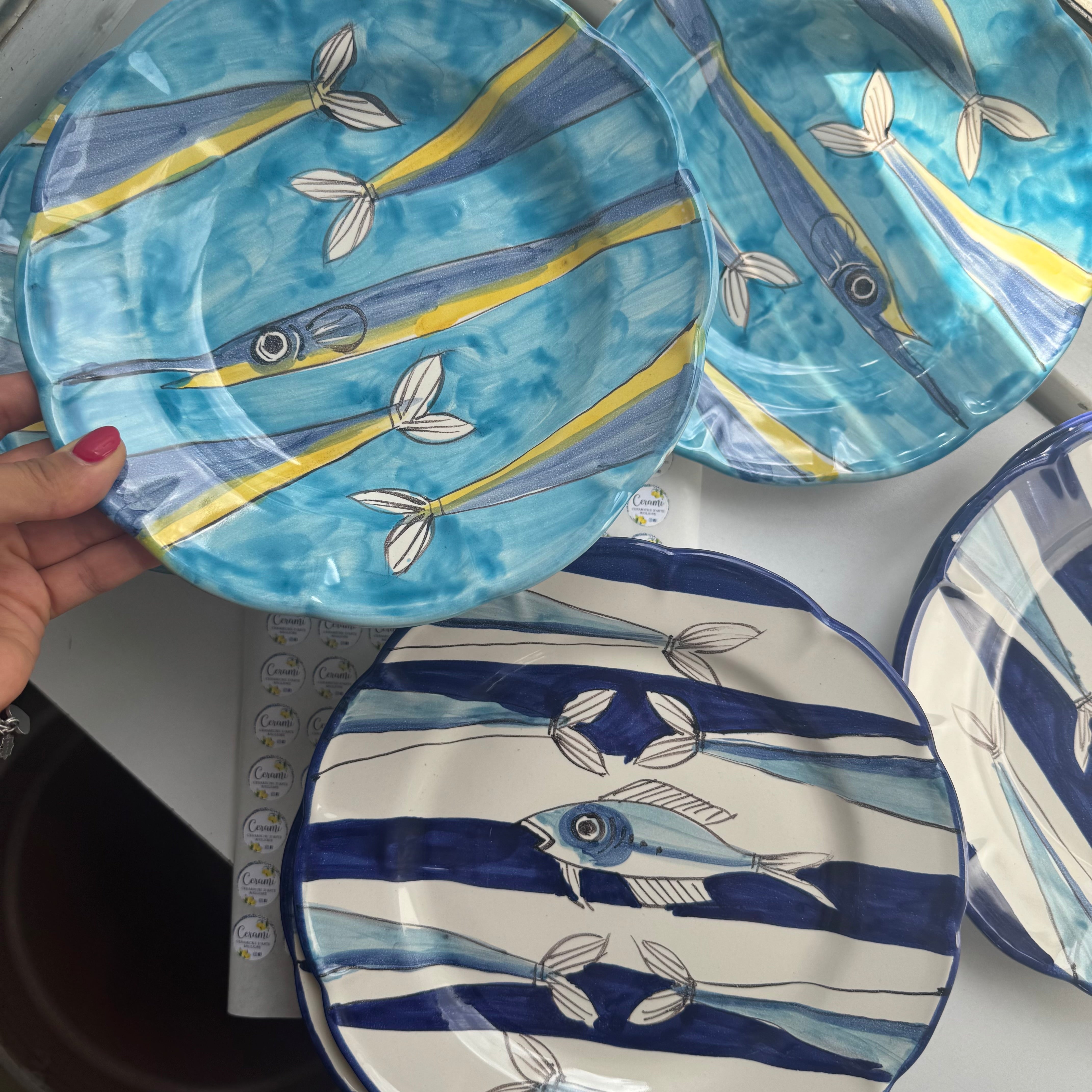 Set piatti colori del mare blu e celeste