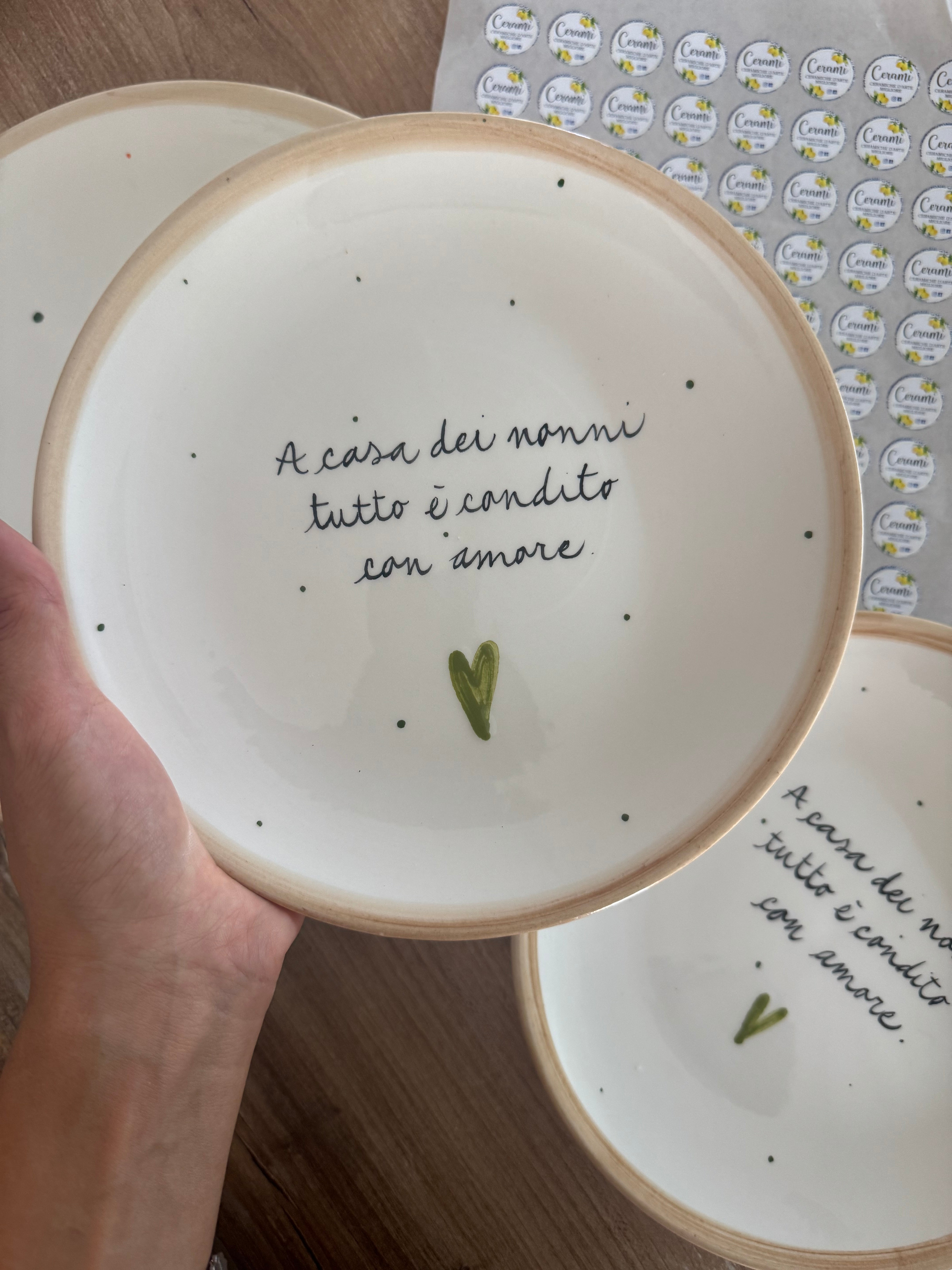 Piatto dessert pois e cuore nonni