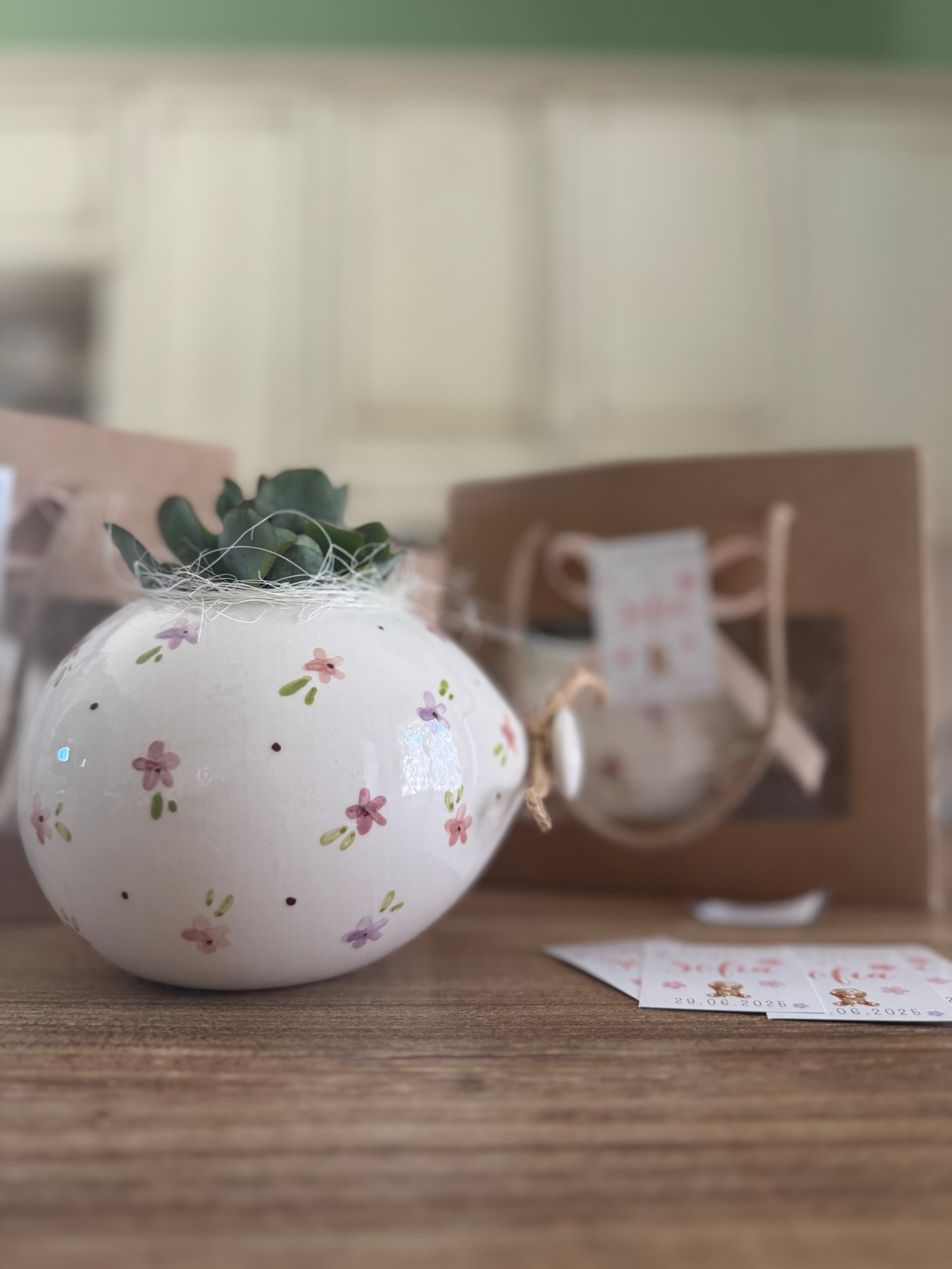 Palloncino porta piantina fiori e pois